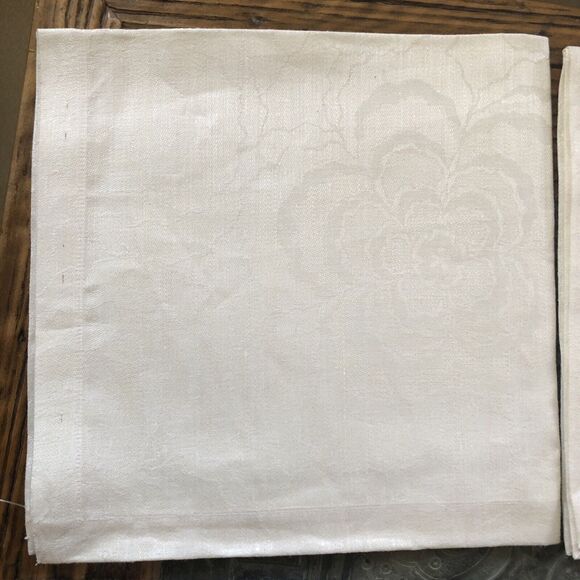 Alan Ladd Hardware Store NWT Ecru Floral Linen Napkins 4 22x22 Palm Springs CA - Picture 4 of 7